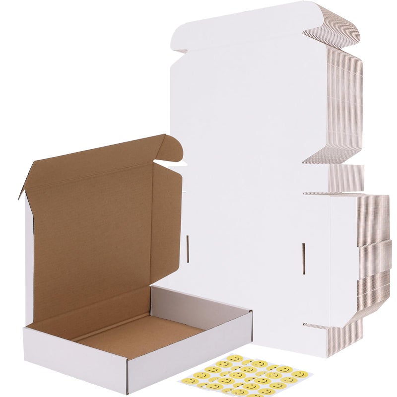 RLAVBL 11x8x2 Shipping Boxes Set of 30  White Corrugated Cardboard Mailer Box for Packing Mailing Small Business - Image 1